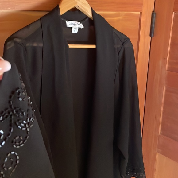 PTP 27 inches length 30 inches. This is a shrug with bugle beads on the wrist. - Picture 3 of 4